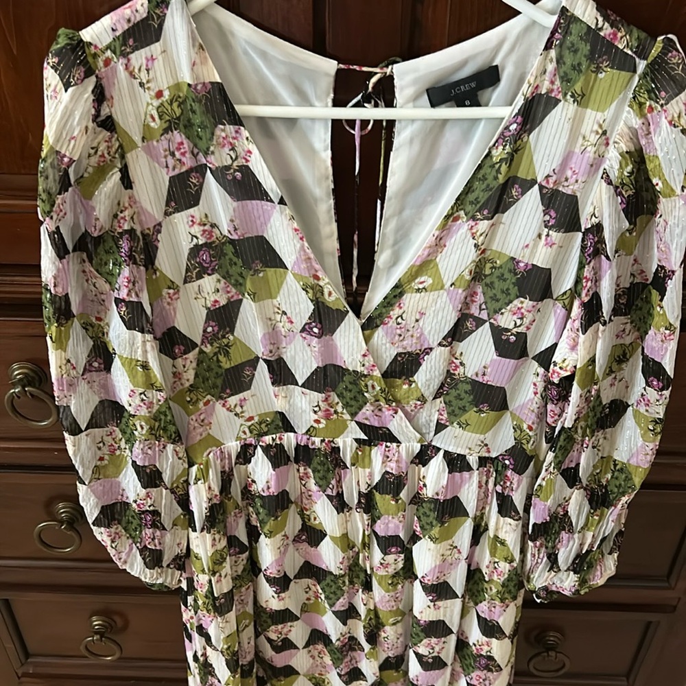 J. Crew Lurex Metallic Thread Patchwork Floral Pr… - image 4